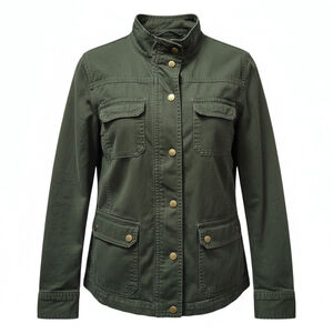 Talbots Women's Utility High-Neck Neck Long-Sleeves Green Jacket Size 12P